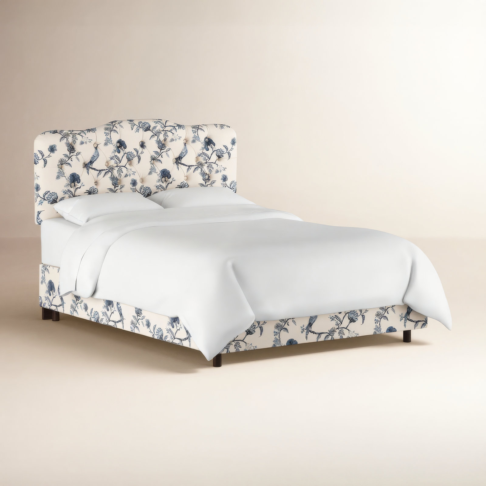 Rodan Cotton Upholstered Bed, Queen, Shaana Indigo