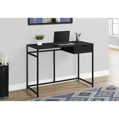 Bureau d'ordinateur, bureau personnel, ordinateur portable, tiroir de rangement, L 42 po, bureau, stratifié noir, noir, contemporain, moderne