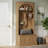 Brown, 4-In-1 Foyer Coat Rack With Bench And Shoe Rack, 70.88 Inches High, With 5 Sets Of Double Hooks And Adjustable Shelves, Suitable For Hallway Entryways.