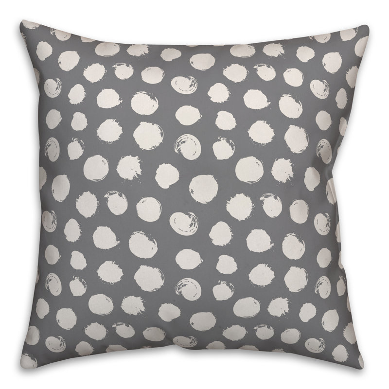 Polka Dots Reversible Throw Pillow, Gray/White Polka Dots 1, 20" x 20"
