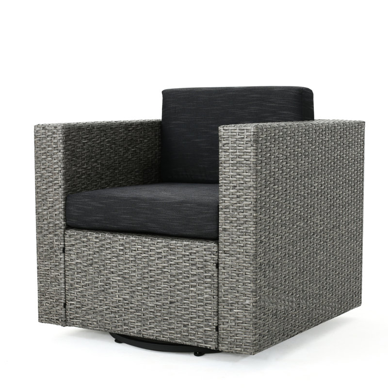 Élégante chaise pivotante d'extérieur - noir / gris, rembourrage d'eau, siège confortable noir gris, coussin de siège solide, agréable