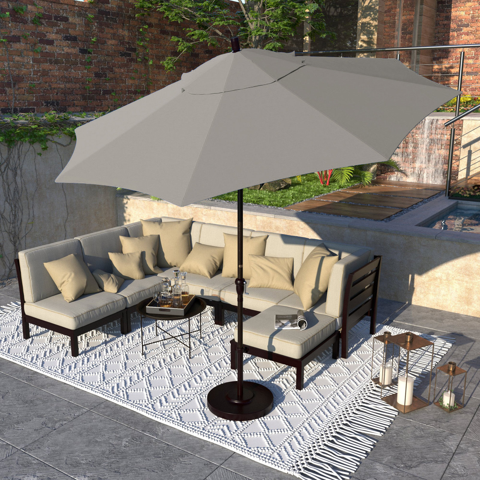 Camry 9' Sunbrella® Market Umbrella, Canvas Granite Sunbrella® Canvas