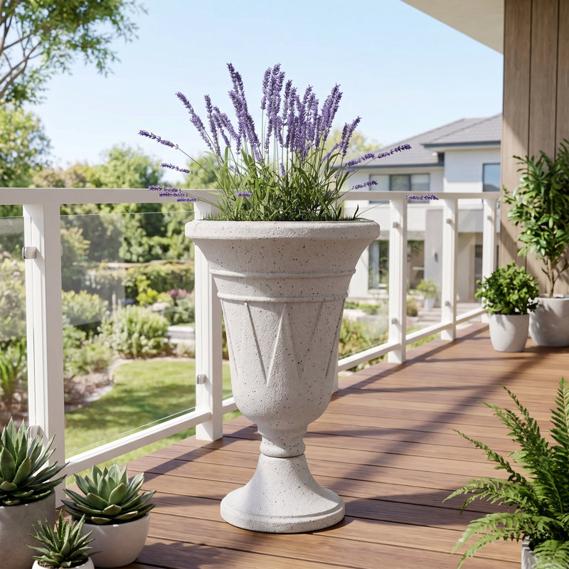 Paquet de 2 pots à fleurs en forme de trophée en forme de trophée, pots de fleurs de 23,6 po de hauteur avec base solide, motif élégant, PEHD résistant aux intempéries
