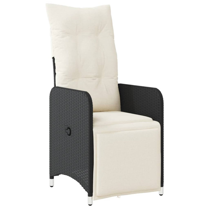 Vidaxl Reclining Garden Chair Black, Cream White, Cream White, Black