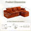 Canapé modulaire en L compressé modulaire en L recouvert de velours côtelé rembourré avec dossier sans repose-pieds, trois coussins et deux coussins lombaires, coussins de siège amovibles-1621820789