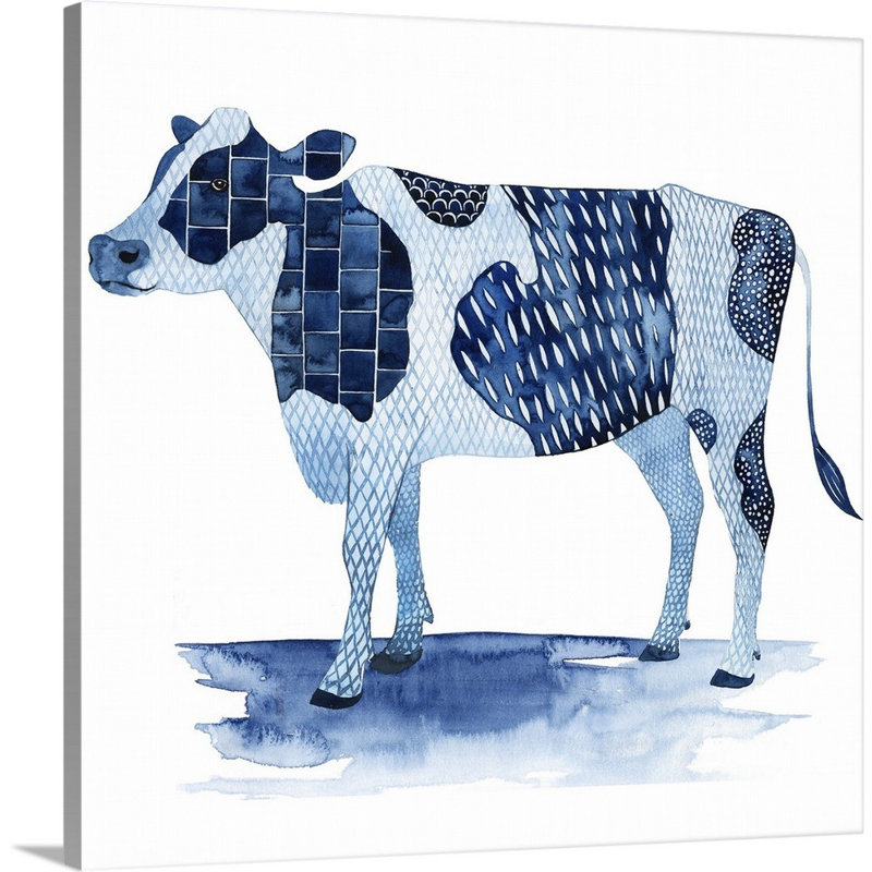 «Cobalt Farm Animals I», art mural sur toile, H 48 po x l 48 po x P 1 po, Toile tendue