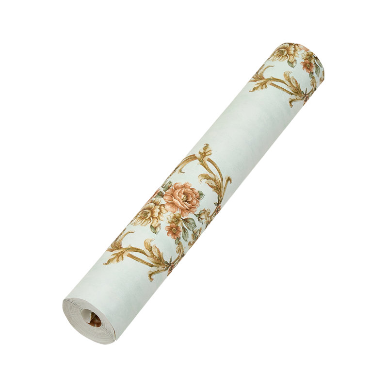 Non-Pasted Non-Woven 3D Embossed Wallpaper Roll, Green/Bronze