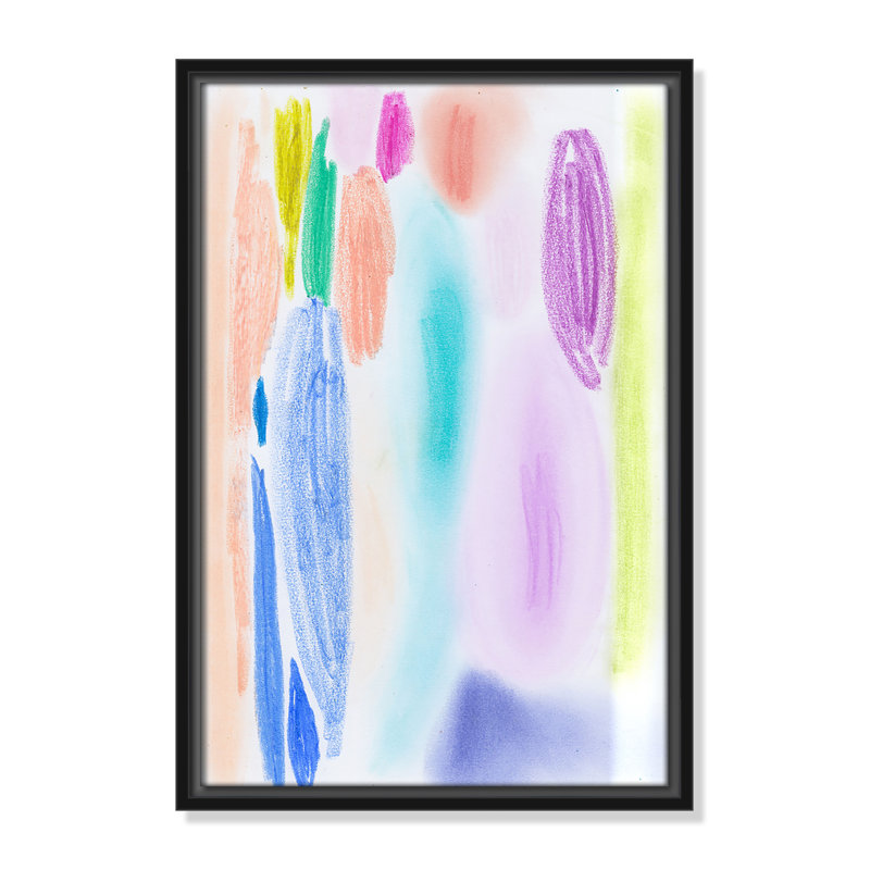 «Vivid Space II» par Bea Dina, Pas de tapis, H 19,5 po x l 13,5 po x P 2 po, Toile avec cadre flottant noir
