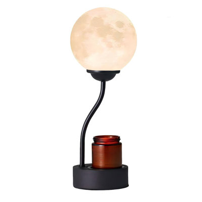 Candle Warmer Lamp With 7 Colors Moon Lamp, Electric Candle Warmer With Timer, Vintage Wax Melt Warmer For Scented Wax For Jar Candle With Glass Cup, (Black)