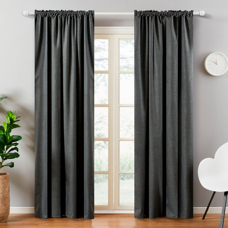 Bhargav Blackout Curtain Pair, White Gray, 52" W x 84" L