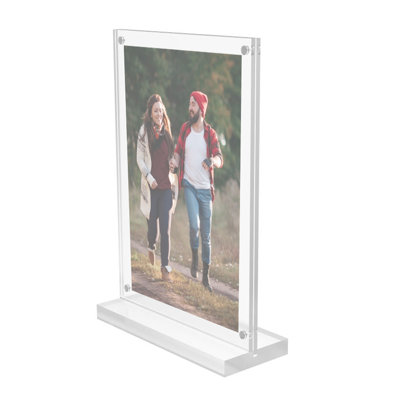 FixtureDisplays® Cadre photo 4 x 6 po en acrylique transparent Porte-affiche 4,9 po x 7,3 po x 2 po 19034