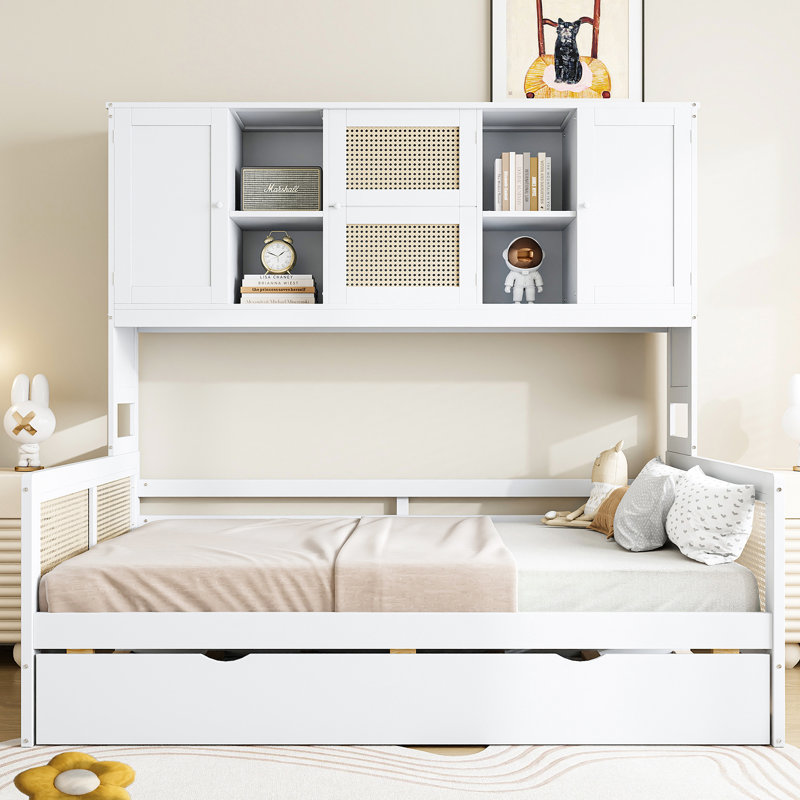 Daybed With Trundle And Storage, White, Full