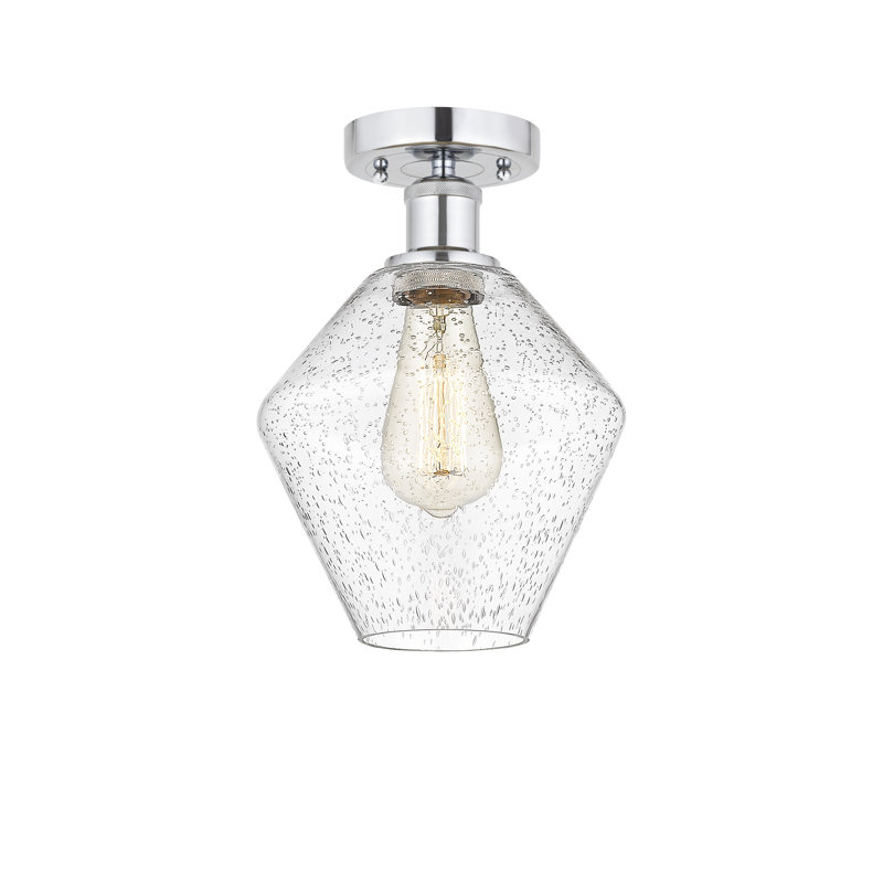 Plafonnier semi-encastré en verre Amylea, Grainé, Chrome poli, H 11,25 po x l 8 po x P 8 po