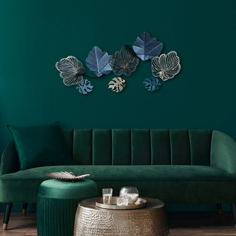 Traditional Wall Decor on Metal, Grey/Blue