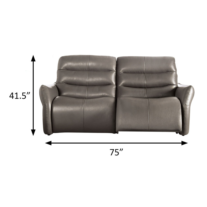 75" W Transitional Power Sofa, Gray