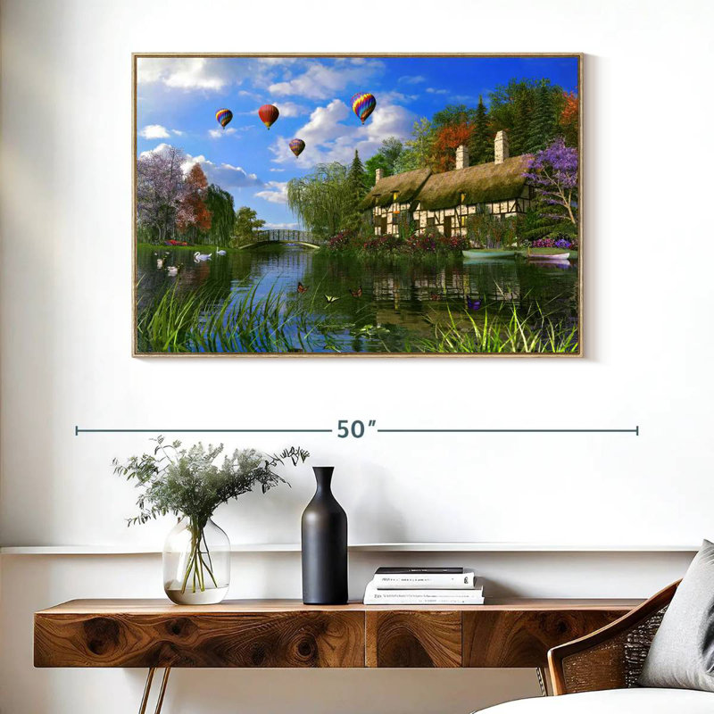 Old River Cottage, Cadre flottant en bois naturel, 40 po x 27 po
