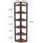 70.87" Tall 6-Tier  Rustic Brown Corner Bookshelf Storage Shelf For Living Room & Office