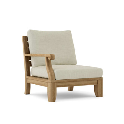 Chaise de patio en teck avec accoudoirs droits Gatsby Luxe Sunbrella