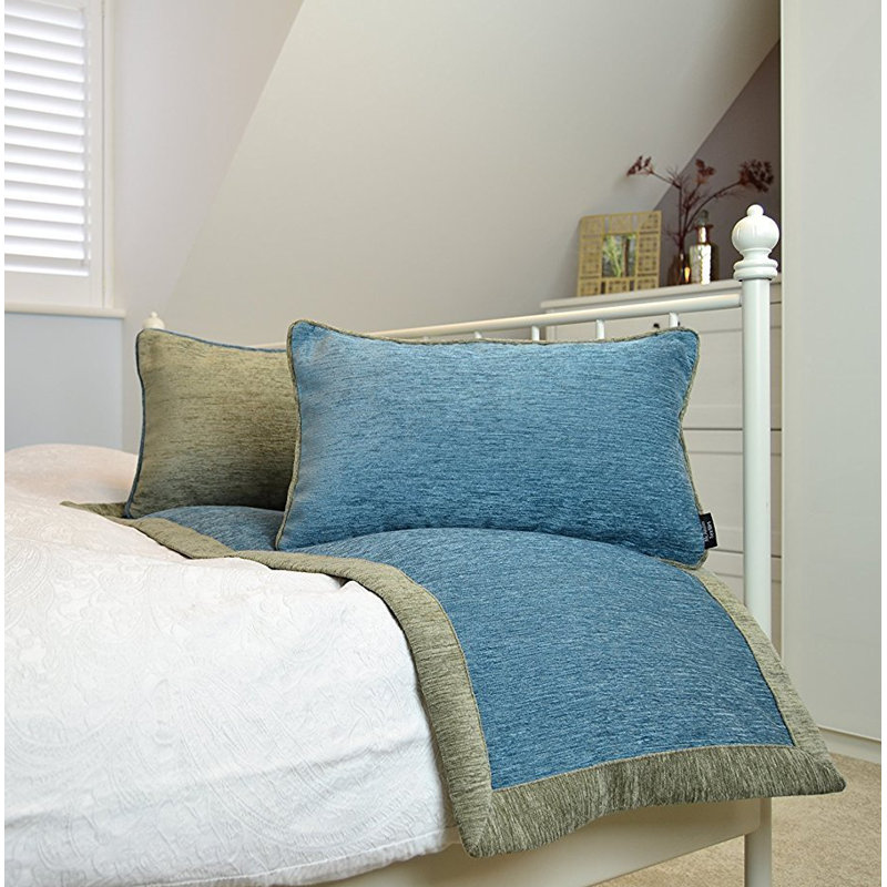 Baccus Throw Blanket, Taupe/Wedgewood Blue