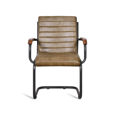 Amulek 19.3cm H Leather Upholstered Metal Upholstered Back Accent in Tan