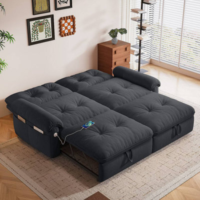 Canapé-lit multifonctionnel convertible en tissu 2 en 1
