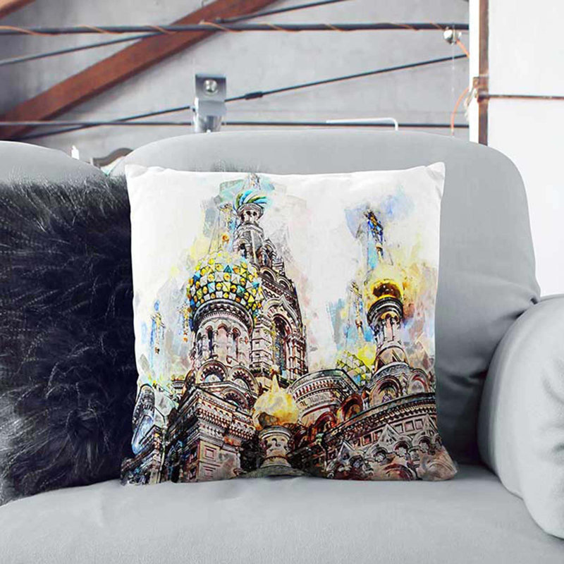 Saint Petersburg Cathedral in Russia in Abstract Cushion with Filling, 55cm H x 55cm W x 20cm D
