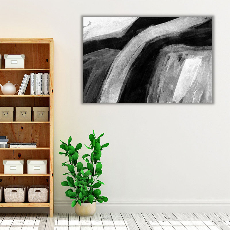 «Glam Watercolor 1 Black and White», reproduction d'art sur toile, H 12 po x l 18 po