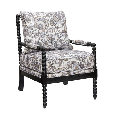 Upholstered Spool Accent Chair with Turned Wood Frame