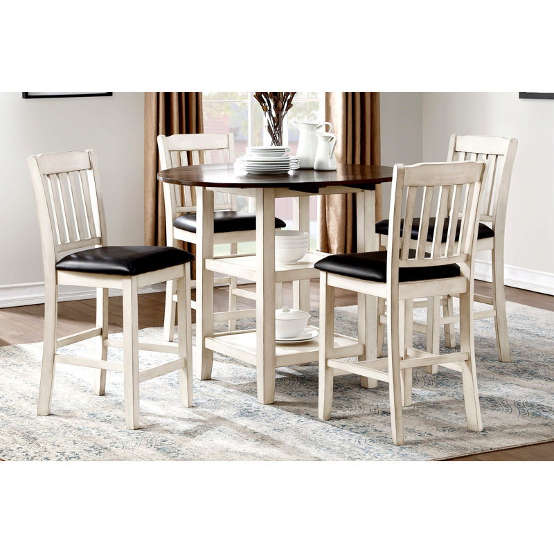 Ensemble de table 5 pièces à hauteur de comptoir avec 2 tablettes inférieures et 4 chaises