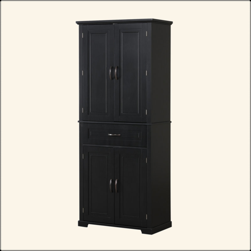 Bathroom Storage Cabinet With Doors And Drawer, Multiple Storage Space, Adjustable Shelf, Black