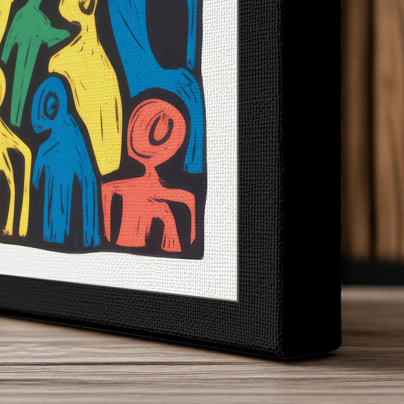 Crowded Collective Expressionism - Wrapped Canvas, Black Border, 24x16 - 61.0 x 40.6 cm