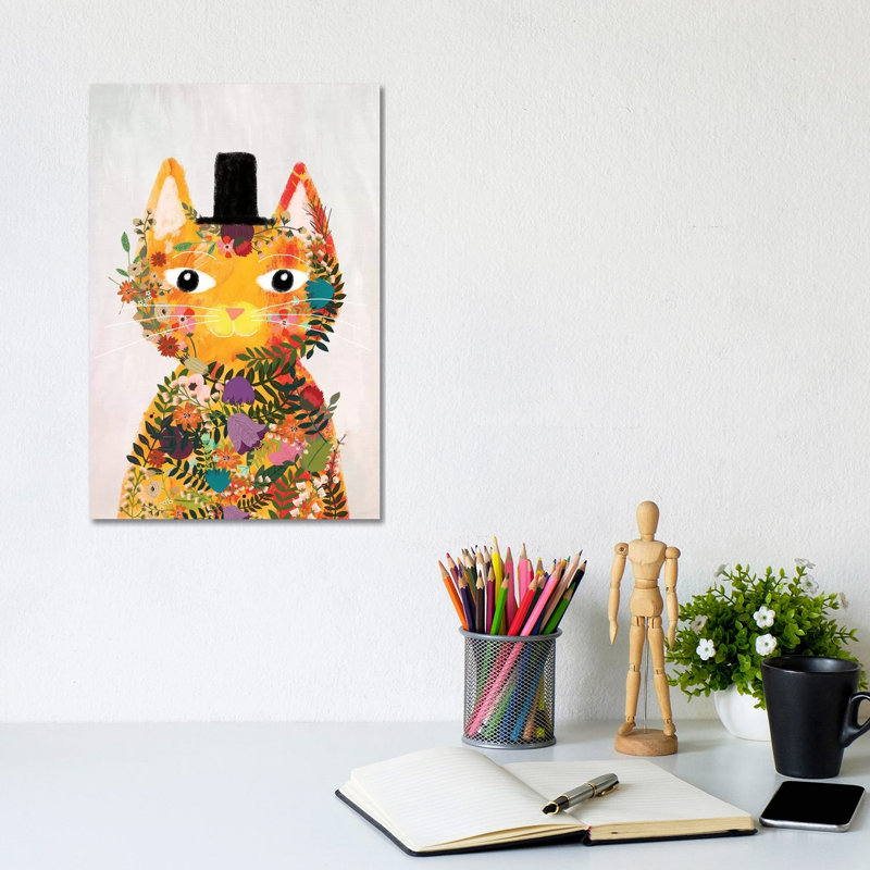 Flower Cat I by Mia Charro - Wrapped Canvas Print, 20.32 cm H x 30.48 cm W