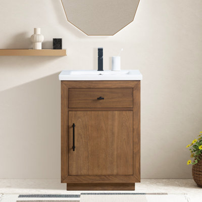 24'' Free Standing Single Bathroom Vanity with Ceramic Top
