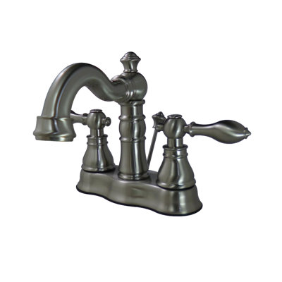 Robinet de salle de bain central à 4 poignées à 3 trous avec bonde escamotable Kingston Brass