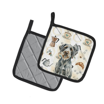 Steel Gray Wirehaired Pointing Griffon Coffee Bar Pair of Pot Holders