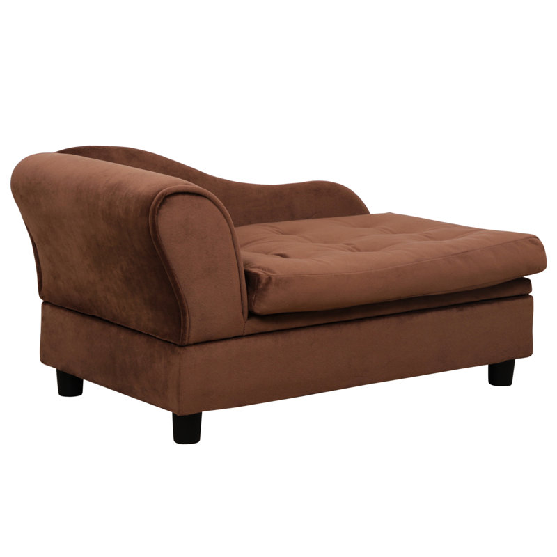 Lit moderne pour petits chiens, coffre caché, coussin en mousse de 3 po, doux, chiens bruns, rangement, doux et moelleux,