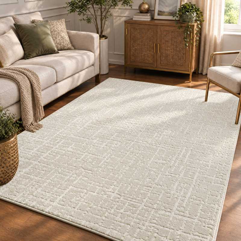 Tapis lavable doux et moderne pour salon, chambre à coucher, Rectangle 5' x 7'