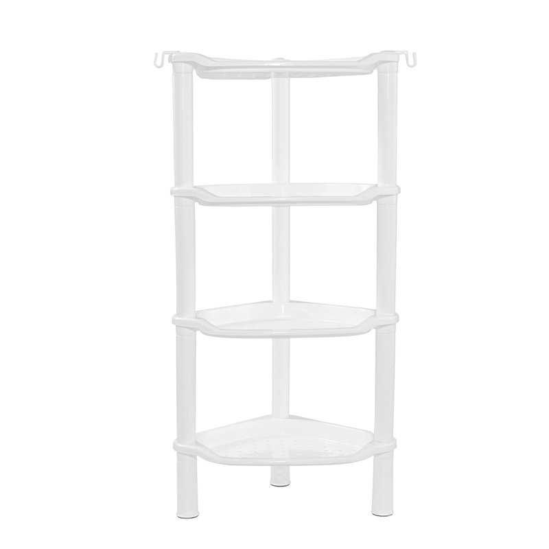Serviteur de douche de coin à 4 niveaux, antirouille, organisateur de douche en plastique pour salle de bain, baignoire, bac de douche, accessoires de bain