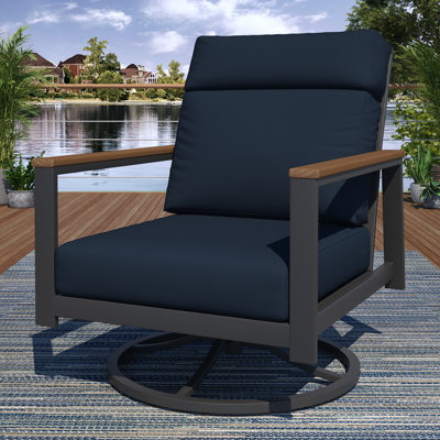 Chaise berçante d'extérieur en métal avec coussin Sunbrella Townsend