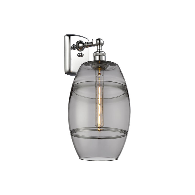 Applique murale en acier Bettylou, H 10,88 po x l 8 po x P 8,13 po, Gris fumée clair, Chrome poli
