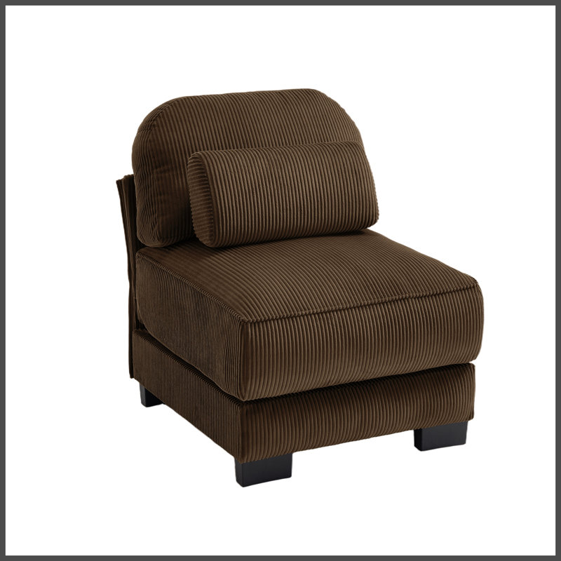 Canapé sans accoudoirs en velours côtelé avec 1 coussin - brun, Brun