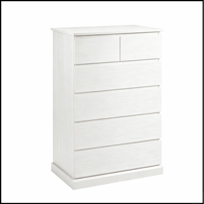Grande commode à 6 tiroirs avec poignées dissimulées, rangement moderne en bois pour les chambres et les salons, maximise l'espace et l'organisation