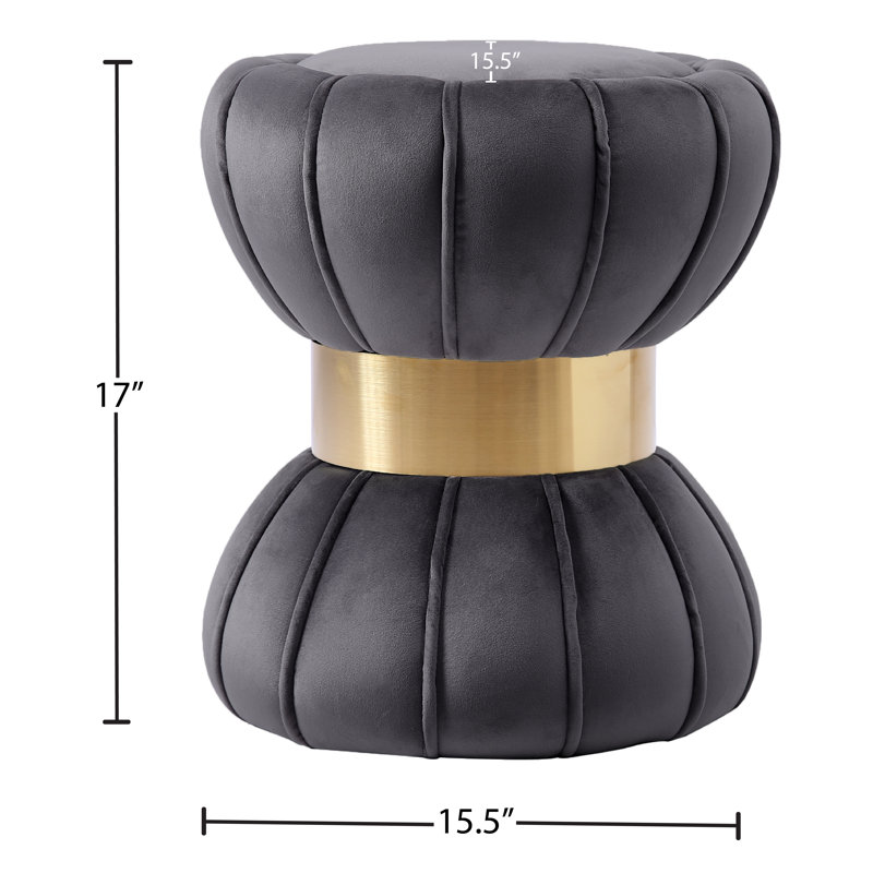 Cerjio Velvet Ottoman, Grey Velvet