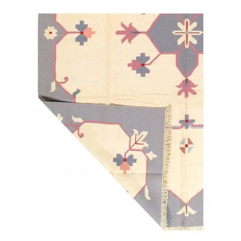 Tapis oriental rouge / ivoire / gris en coton / laine 8 pi 11 po x 11 pi 11 po Wybe