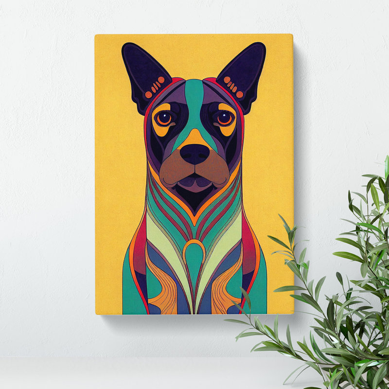 Dog Art Deco No.3 - Wrapped Canvas Painting, 50cm H x 35cm W x 3cm D