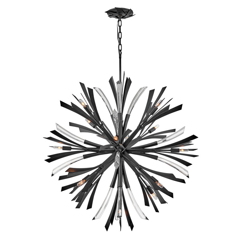 Vida 36" Thirteen-Light Modern Orb Hanging Chandelier w/ Crystal Accents