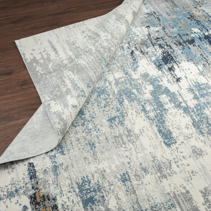C Abstract Area Rug in Grey, Rectangle 2' x 3'