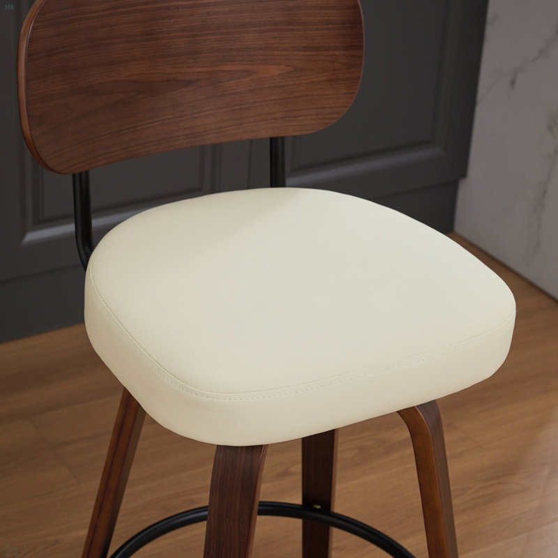 Ensemble de 2 tabourets de bar pivotants, tabourets de style Mid-Century pour îlot de cuisine, Beige