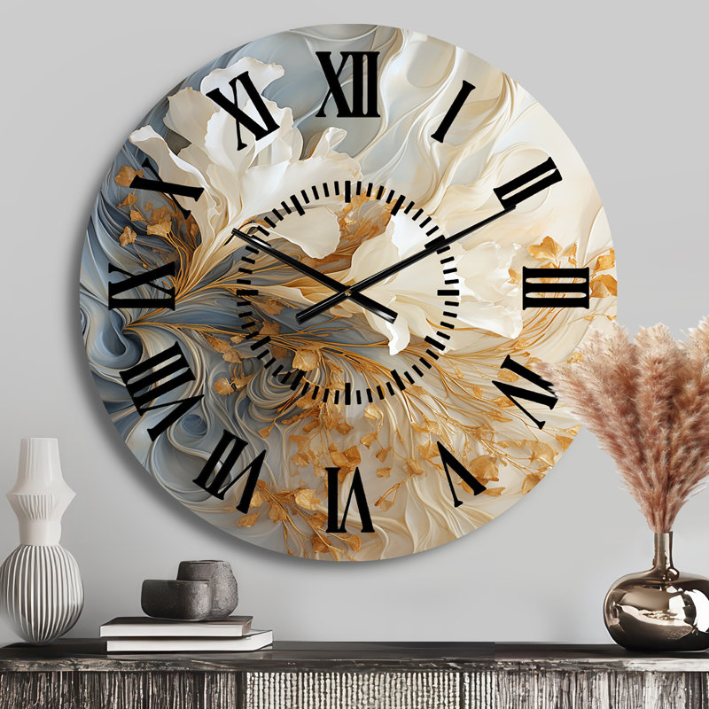 Modern Wall Clock, Abstract Face Decorative Clock - White Flow V, Medium