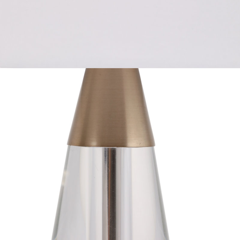 Lampe de table élégante avec base en cristal et métal pour chambre à coucher - Lampe de chevet ou de bureau moderne pour le salon ou les petites tables d'appoint - 23 po, transparent et blanc